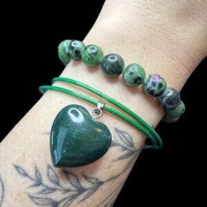 Bracelet green moss agate necklace bundle jewelry set fashion accessories ruby